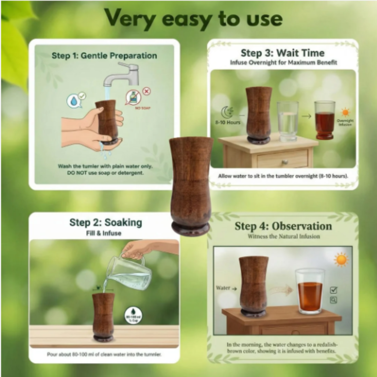 Premium Herbal Vijaysar Wooden Tumbler For Blood Sugar Support